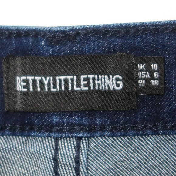 PrettyLittleThing Jeans Womens 6 Indigo Blue Flare Stretch Denim 70s Festival - Picture 4 of 12